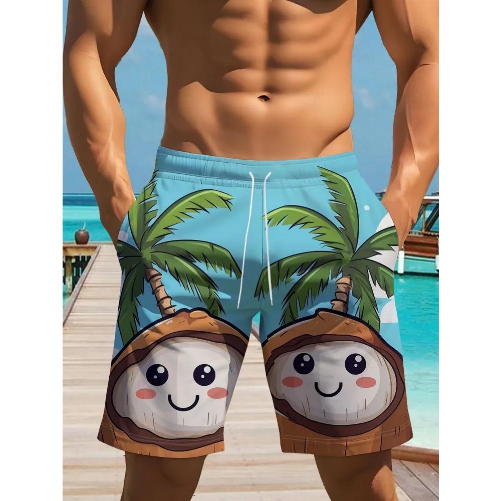 Summer Men's 3D Printed Beach Pants Fashion Versatile Breathable Trend Casual