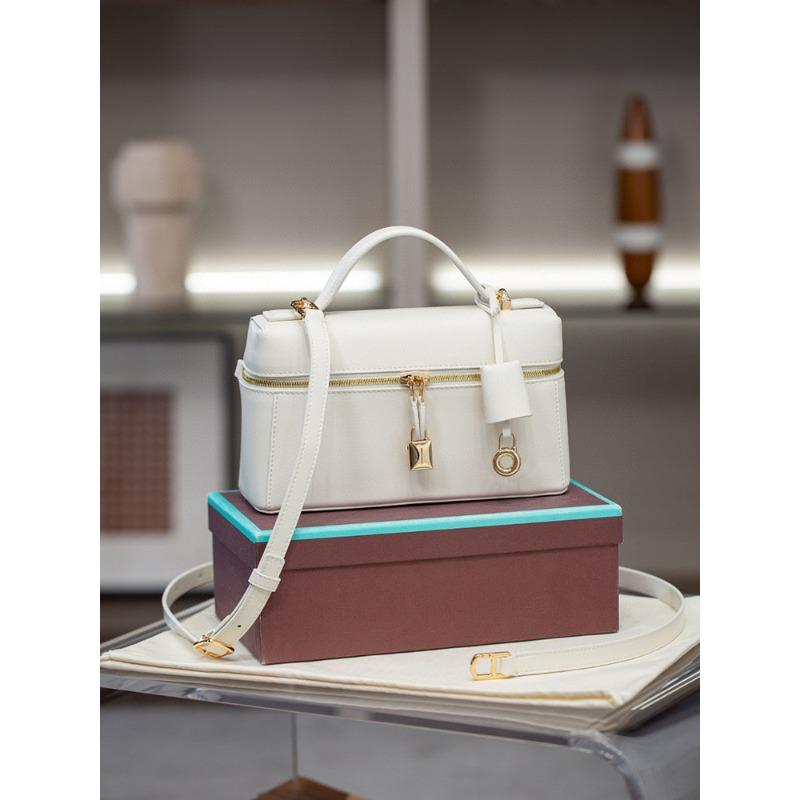 High Quality Retro Box Bag 23cm Tire Cow Grain Cowhide Vintage Style Handbag Single Shoulder Crossbody Women's Bag Trendy