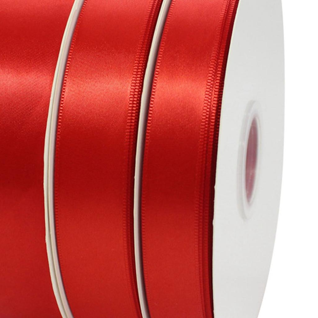 Gift Wrapping Ribbon 99.5yd Length 1.0in Width Flexible Polyester Red Satin Ribbon for Decoration DIY Craft