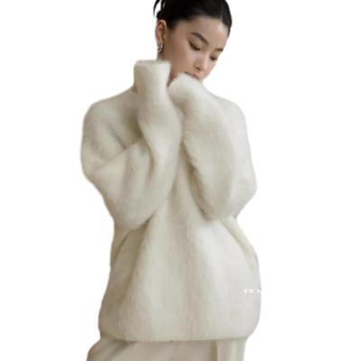 Gestrickter Rundhals Lang Flauschig Faul Koreanisch Perfekt für den Winter [MSFQSNB] Damenpullover, Hals, Flauschig, Ärmel, Oberteil, Lässig, Schlankmachend, Stilvoll, Look, Stil,