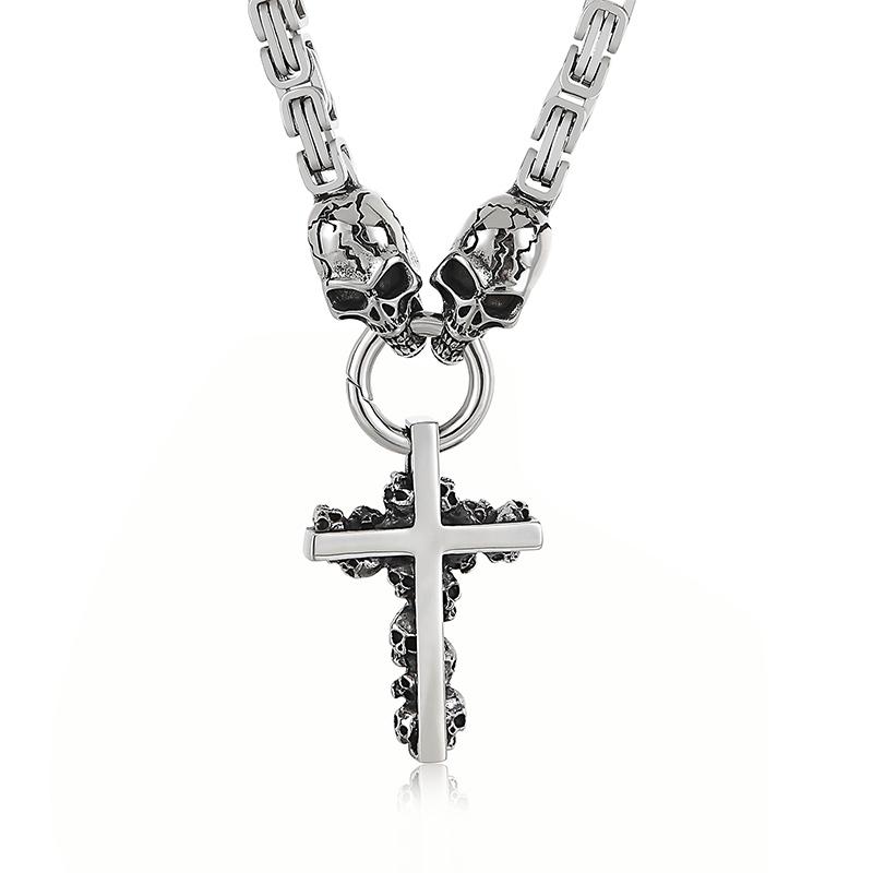 

Hip Hop Skull Pendant Series Rock Metal Men s Necklace Bicycle Chain Stainless Steel Jewelry Chunky Angel s Wings Accessories 60cm