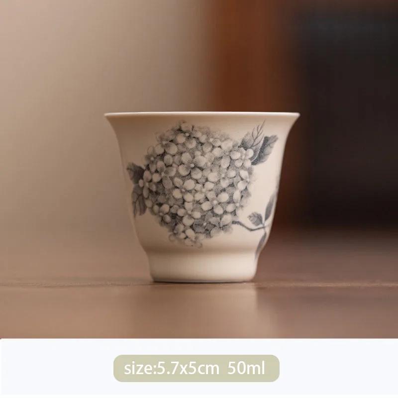 

1 Pc Chinese Hand-painted Flowers Ceramic Tea Cup Vintage Master Cup Tea Bowl Handmade Porcelain Teacup Tea Set Accessories Teacup