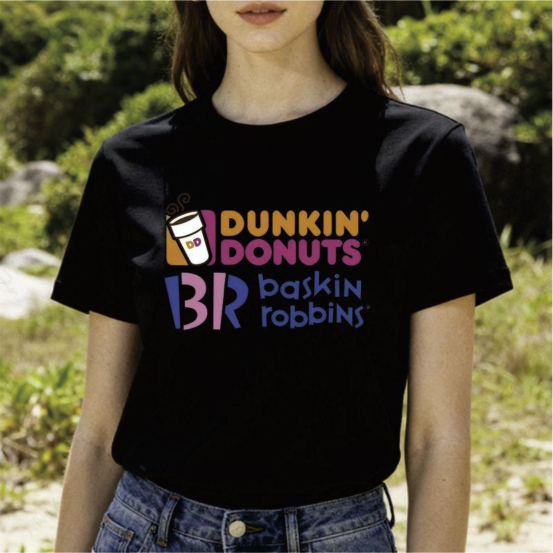 Fun Prank Dunkin Donuts Print Tshirt Unisex Casual Loose Fit Short Sleeve Top