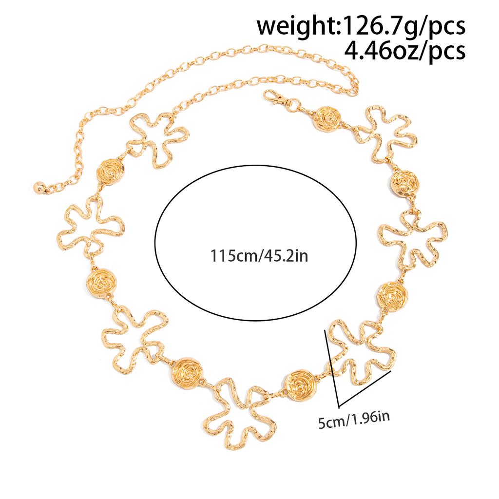 Ingemark Trendy Exquisite Hollow Flower Waist Belly Belt Women Summer Bikinis Gold Color Chain Vacation Body Jewelry Accessories