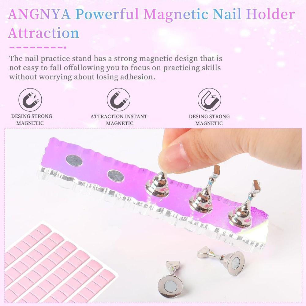 Magnetic Base Nail Stand 2 Base Nail Art Practice Holder Nail Display Stand  Nail Painting