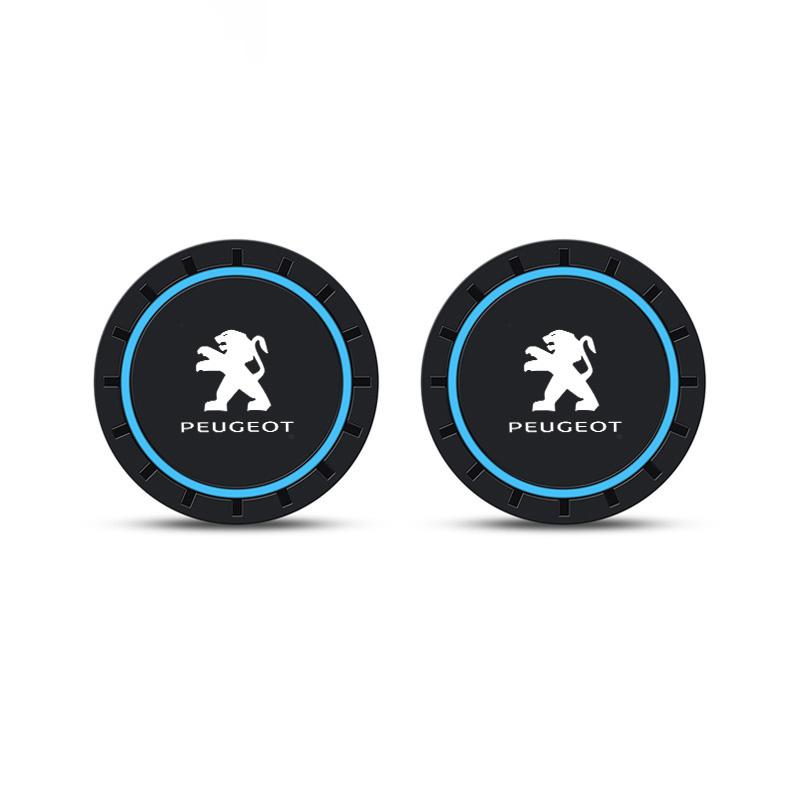 2PC PVC Silicone Car Coaster Water Cup Slots Non-Slip Pad Drink Mat For Peugeot 107 206 307 308 3008 207 208 407 508 Accessories