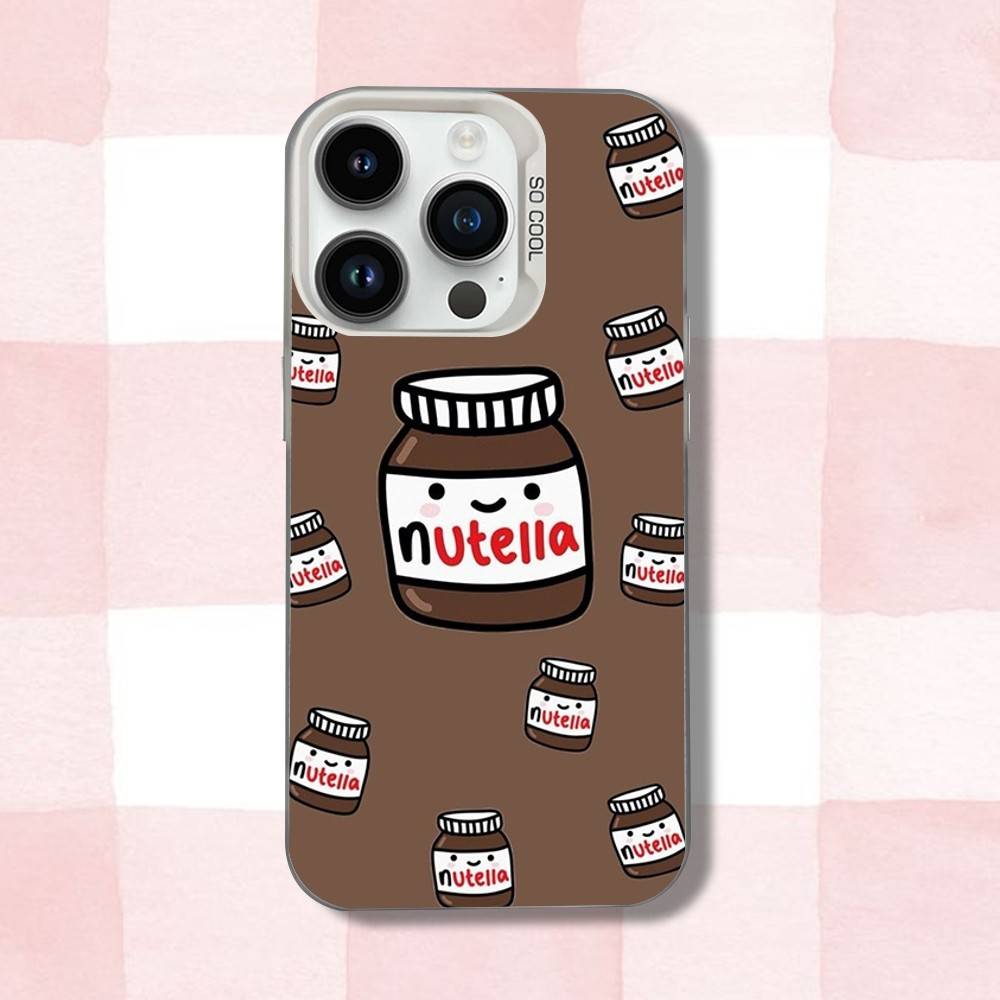 N-Nutellas C-Chocolate Art Phone Case For iPhone 16,15,14,13,12,11,Pro,XS,Max,Plus,Mini,SE White Candy Matte Shockproof Cover