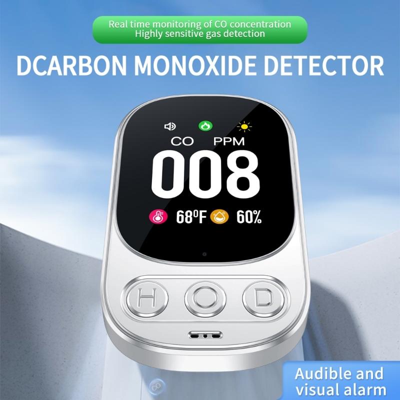 Carbon Monoxide Detectors 2.1in Color Screen CO Level Monitors Temperature Humidity CO Detectors for Indoor Home Hotel