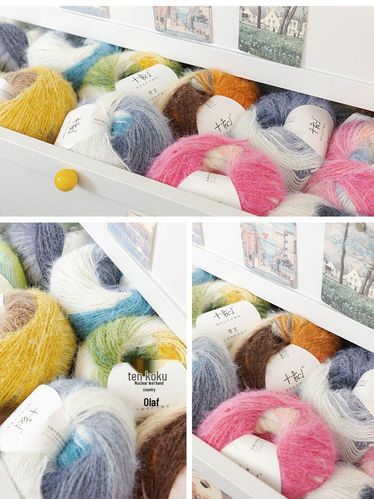 Farbverlauf Woll Langflor Garn Mützen- & Schal-Strickset