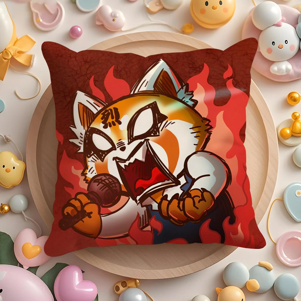 Cartoon Aggretsuko Pillow Case Plush Fabric Soft Double-Sided Printed Sofa Warm Winter Home Child Gift Cushion Cover