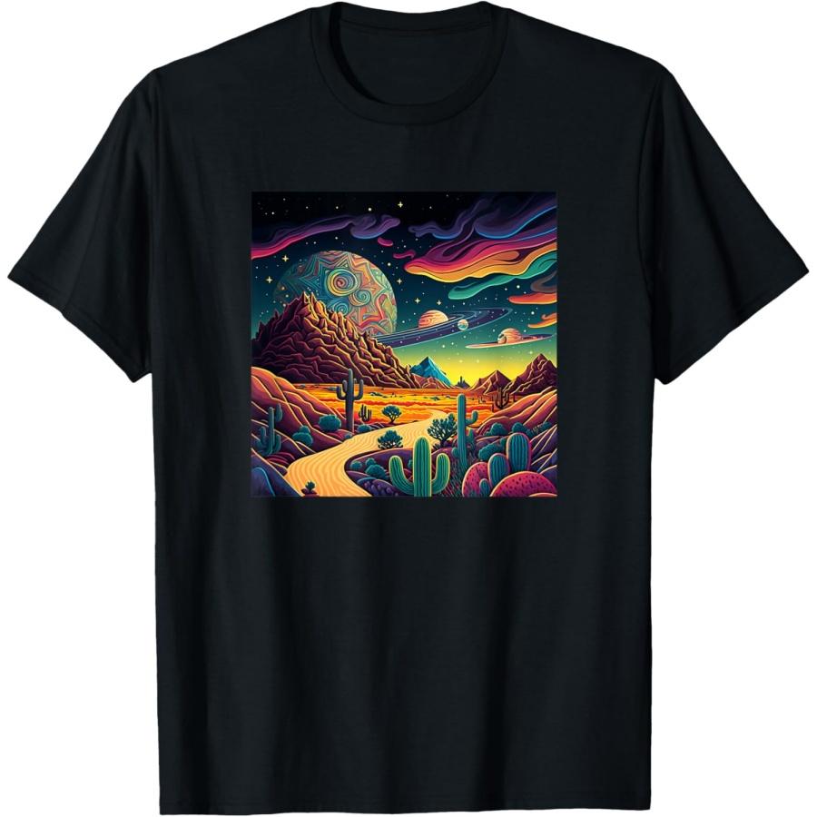 

Триповый пустынный пейзаж Психоделическая сцена Кактусы Горы Футболка(2) XXXXXL чёрный