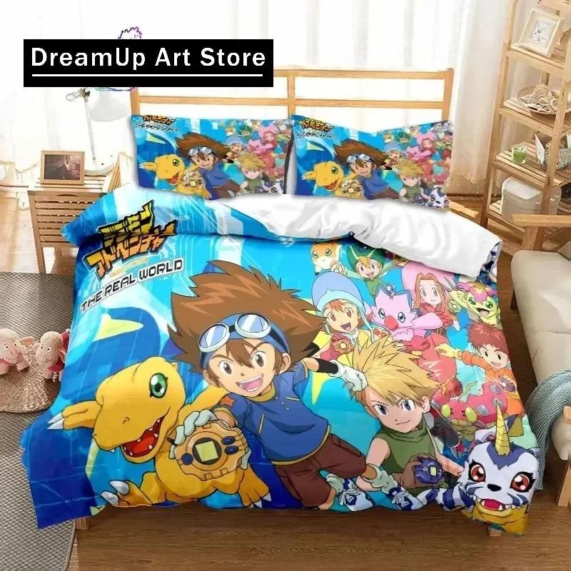 Set Biancheria da Letto Anime Digimon Adventure Singolo Gemello Matrimoniale Queen King Size Set Letto Adulto Bambino Camera da Letto Mostro Avventura Cartone Animato Biancheria da Letto