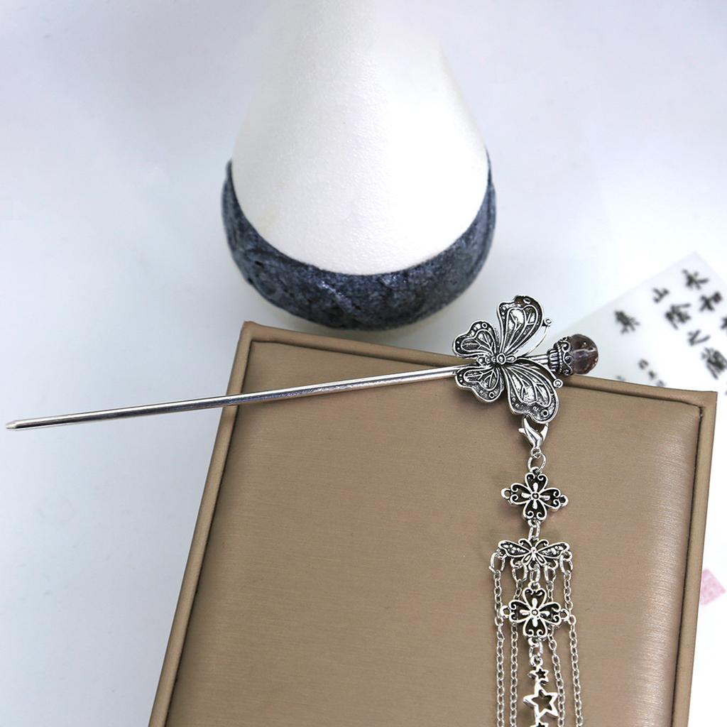 National Tide New Long Tassel Butterfly Metal Hairpin New Chinese Style Step Rock Senior Sense of Horse Dress Ancient Style Hair Accessory