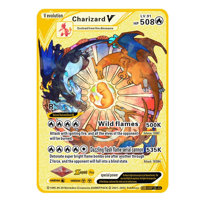 NEW Metal Card 10000 Points Arceus Charizard Super Card Golden English Mewtwo Vmax GX EX Anime Collection Card Gift