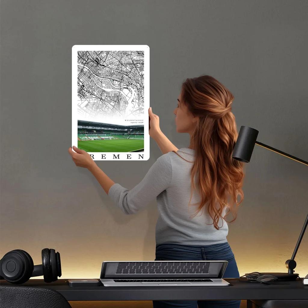 Werder Bremen Stadium Poster Map Metal Sign Things for Room Design Custom Tin Plaques for Wall Art Decoration Vintage Interior