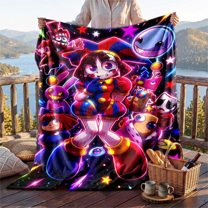 Coperta Calda in Flanella con Fantasia The Amazing Digital Circus, Coperta Leggera Confortevole per Letto Divano