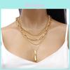 Geometric Alloy Necklace Set With Layered Chains For Unisex Fashion Accessory