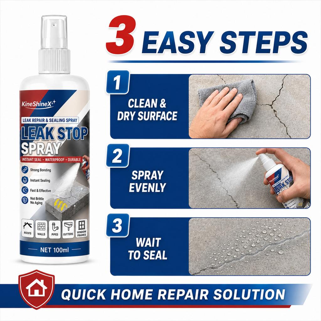 Leak Stop Spray 100ml, Waterproof Sealant Spray for Roof Wall Pipe Gutter Window Frame,Fast Drying Stop Leak Spray