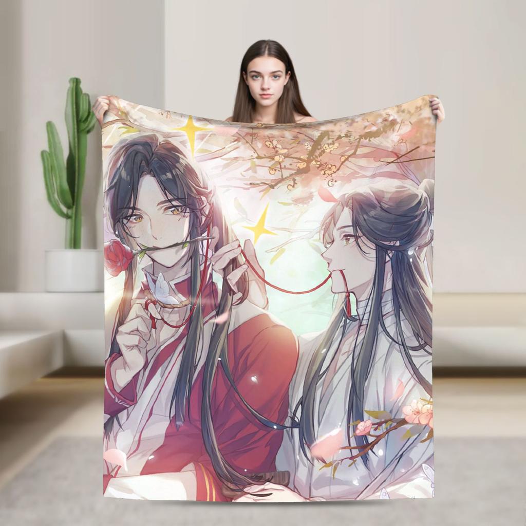 Tian Guan Ci Fu Blankets Anime Yaoi Lgbt Boy Love Plush Vintage Warm Throw Blanket for Bedding Lounge Autumn/Winter