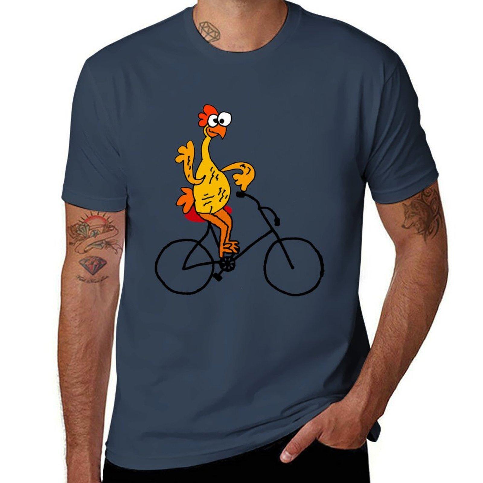 Funny Rubber Chicken Riding Bicycle Tshirt Lightweight Running Sports Tshirt S