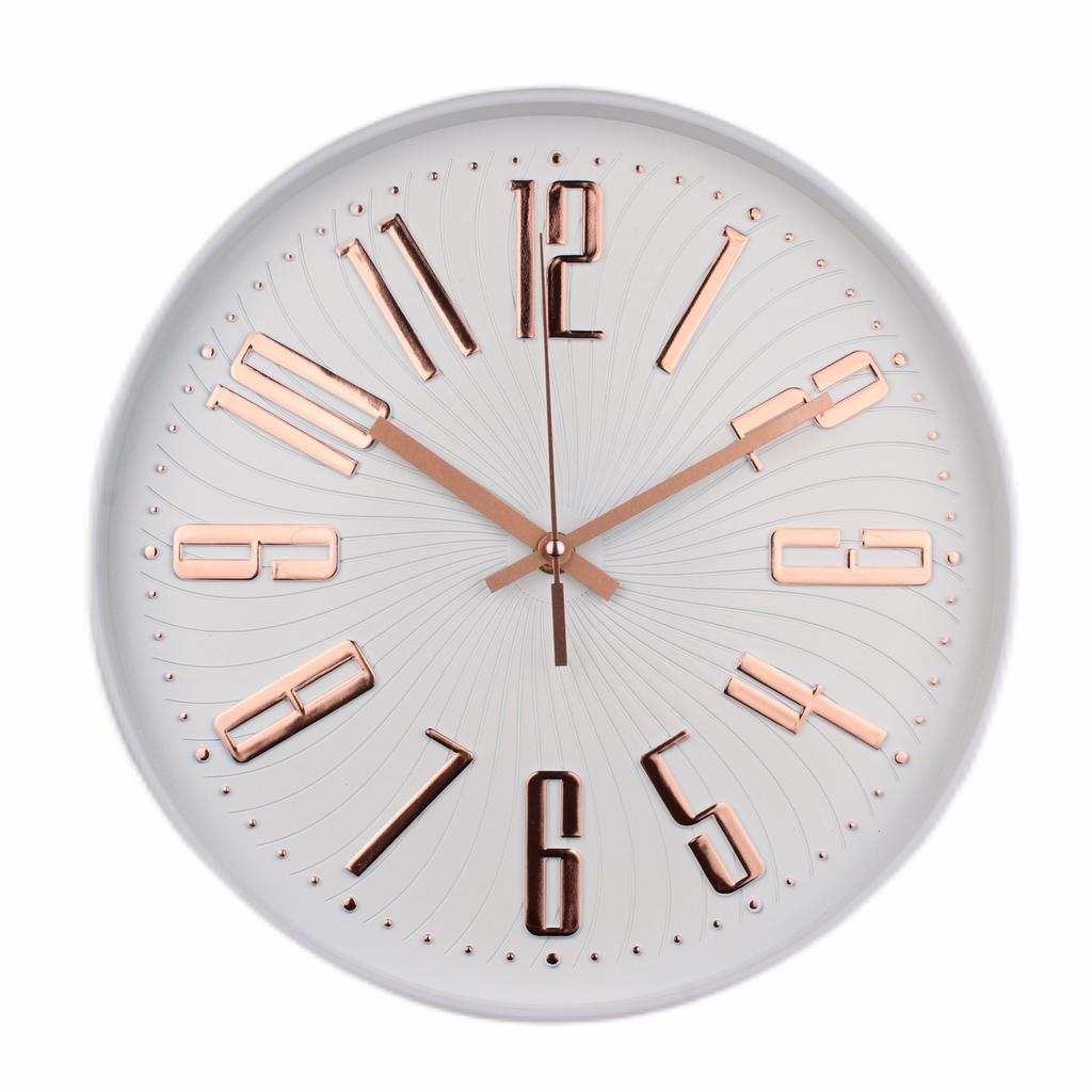 12-Zoll Heißprägung Digital Wanduhr, Leichter Luxus, Schlicht, Modernes Wohnzimmer Zuhause, Modische Geräuschlose Goldene Uhr