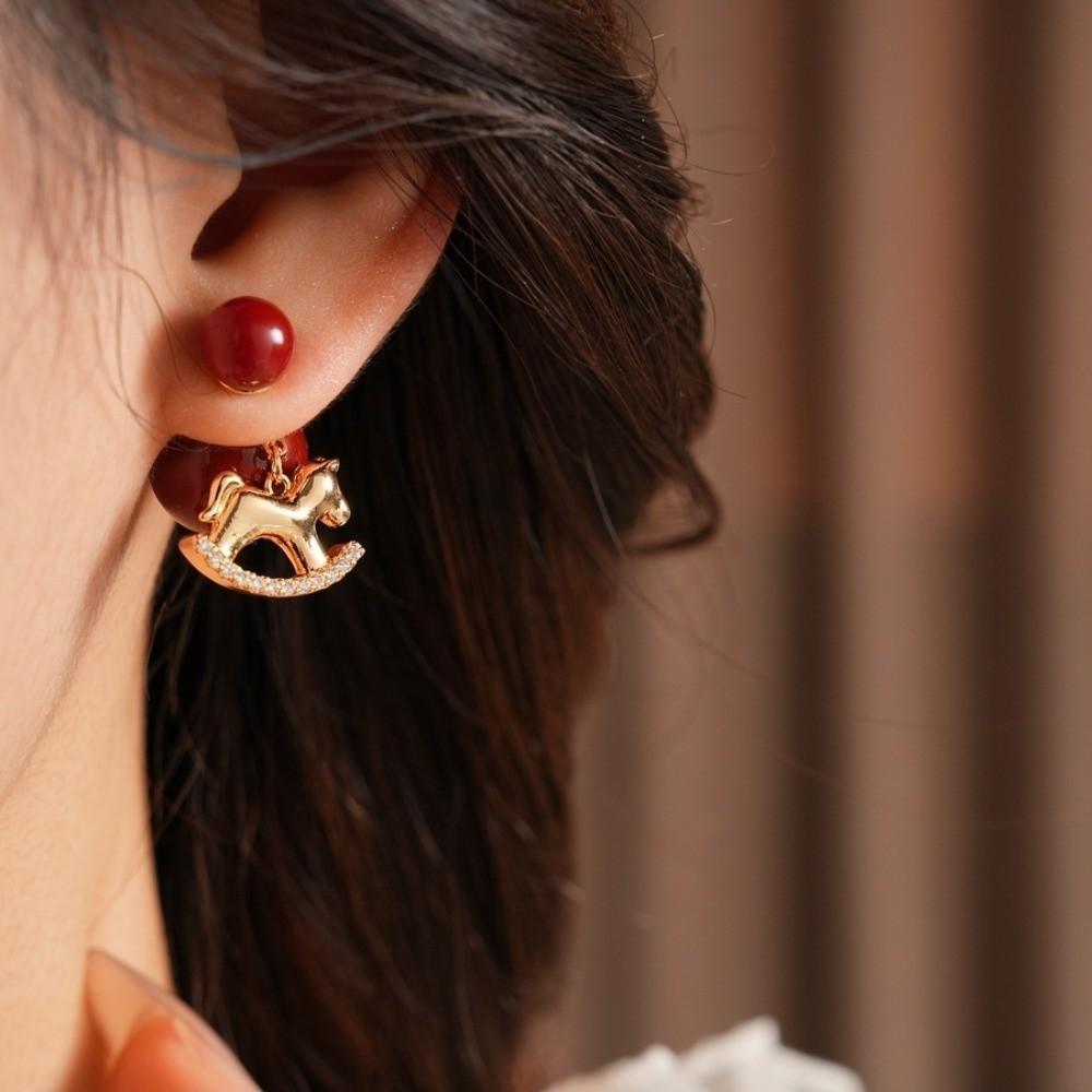 Bijoux de mode Boucles d'oreilles Zodiaque Cheval Boucles d'oreilles Pendantes Poney à Bascule Boucles d'oreilles Poney Cartoon Dame