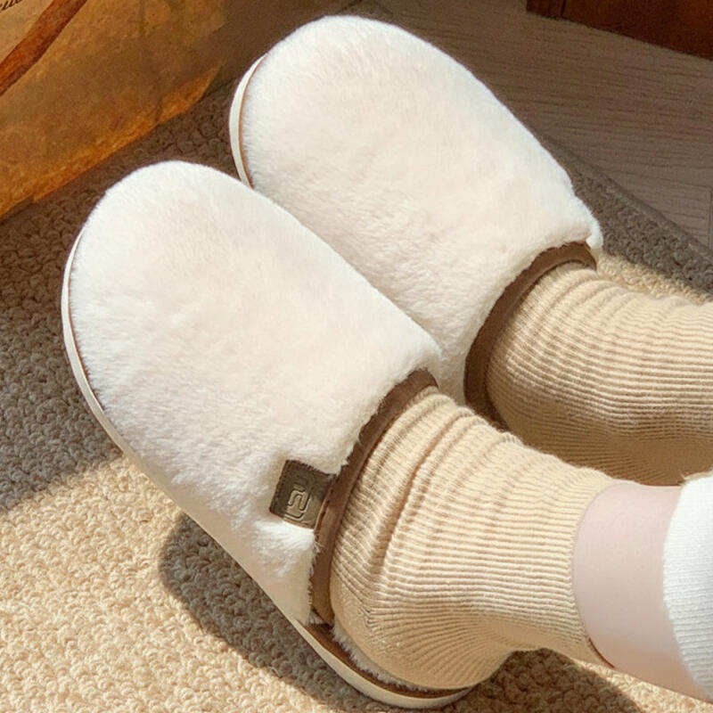Larus Winter Fur Slippers Women s Fluffy Fur Slippers J307 ivory