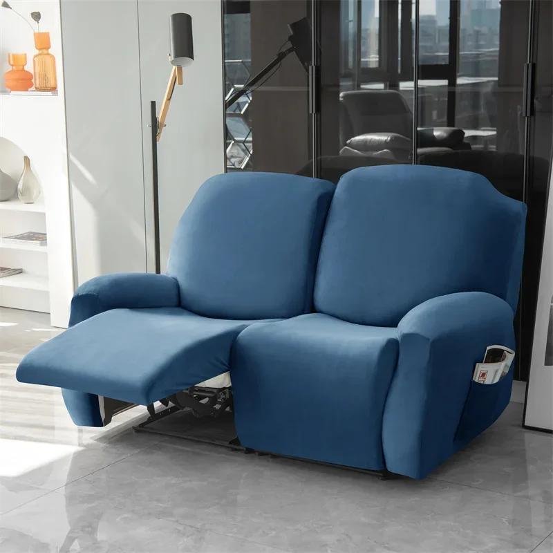 1/2/3 Seats Velvet Recliner Sofa Cover Elastic Armchair Slipcover Relax Reclining Sofa Seat Cover for Living Room Decor sillon