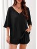 European & American Women's Summer Casual Two-Piece V-Neck Short-Sleeve Top and Shorts Set for Travel and Beachwear 2026