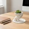 Palm Shape Succulent Planter 3D Printed Shaped with Drainage Tray, Holding Natural Literary Style Tabletop Decor Mini Flower Pot, Small Desktop Plant