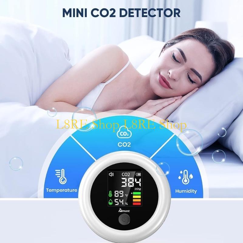 L8RE Portable Air Quality Monitor Mini CO2 Detector Temperature Humidity Meter Carbon Dioxide Tester ABS Material for CO2