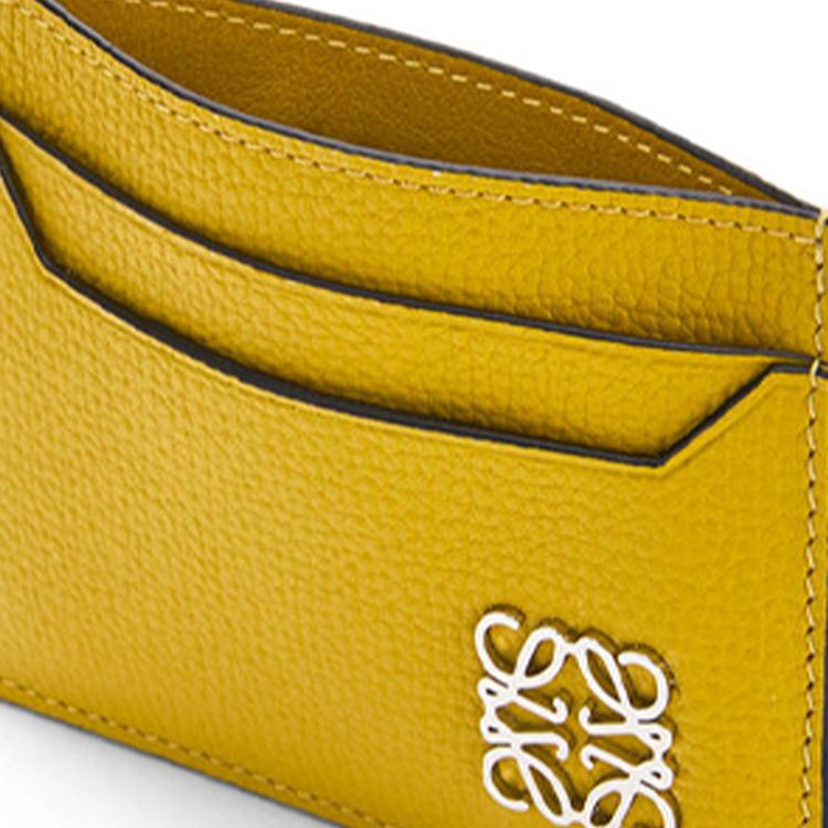 Loewe Anagram Series Pebbled Calfskin Solid Color Card Holder Women Accessories Ochre-Yellow C821075X01-8110