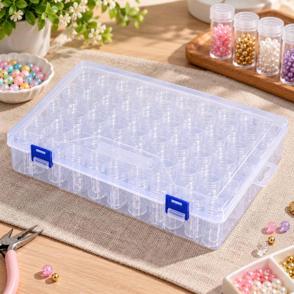 Transparent Storage Box with Hinged Lid Portable Bead Identification Labels Sheets