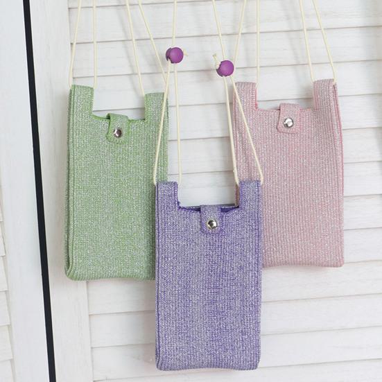 Knitted Mobile Phone Bag Solid Color Shoulder Bag Crossbody Sling Bag with Adjustable Strap for Street Daily Outings Travel Commuting 778₽