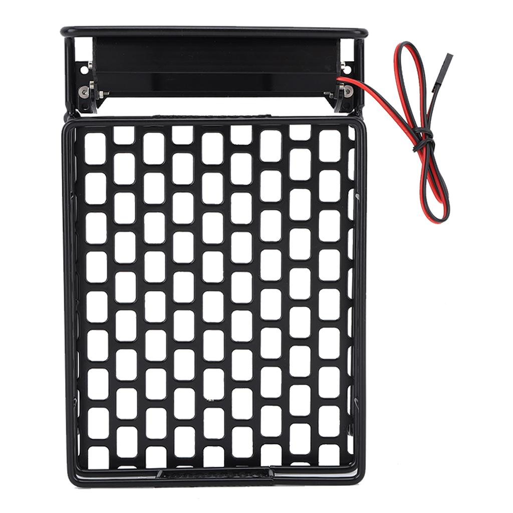 RC Car Roof Rack Black Iron Sturdy RC Roof Luggage Carrier with 8 LEDs White Light