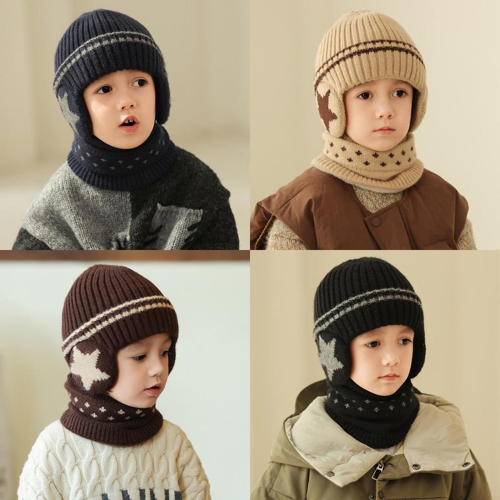 Knitted Baby Hat With Earmuff Warmth For Winter Childrens Headgear
