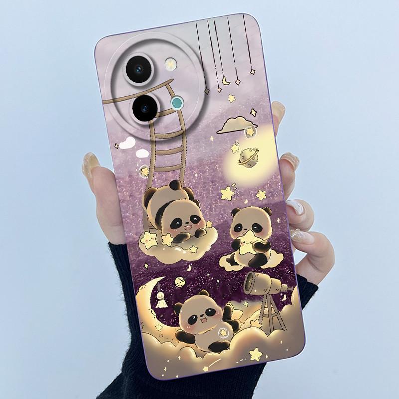 Case For Vivo Y38 Y58 T3X 5G Cute Panda Sweet Girls Silicone Soft Back Cover for VivoY38 VivoY58 5G Bumper Protective Casing