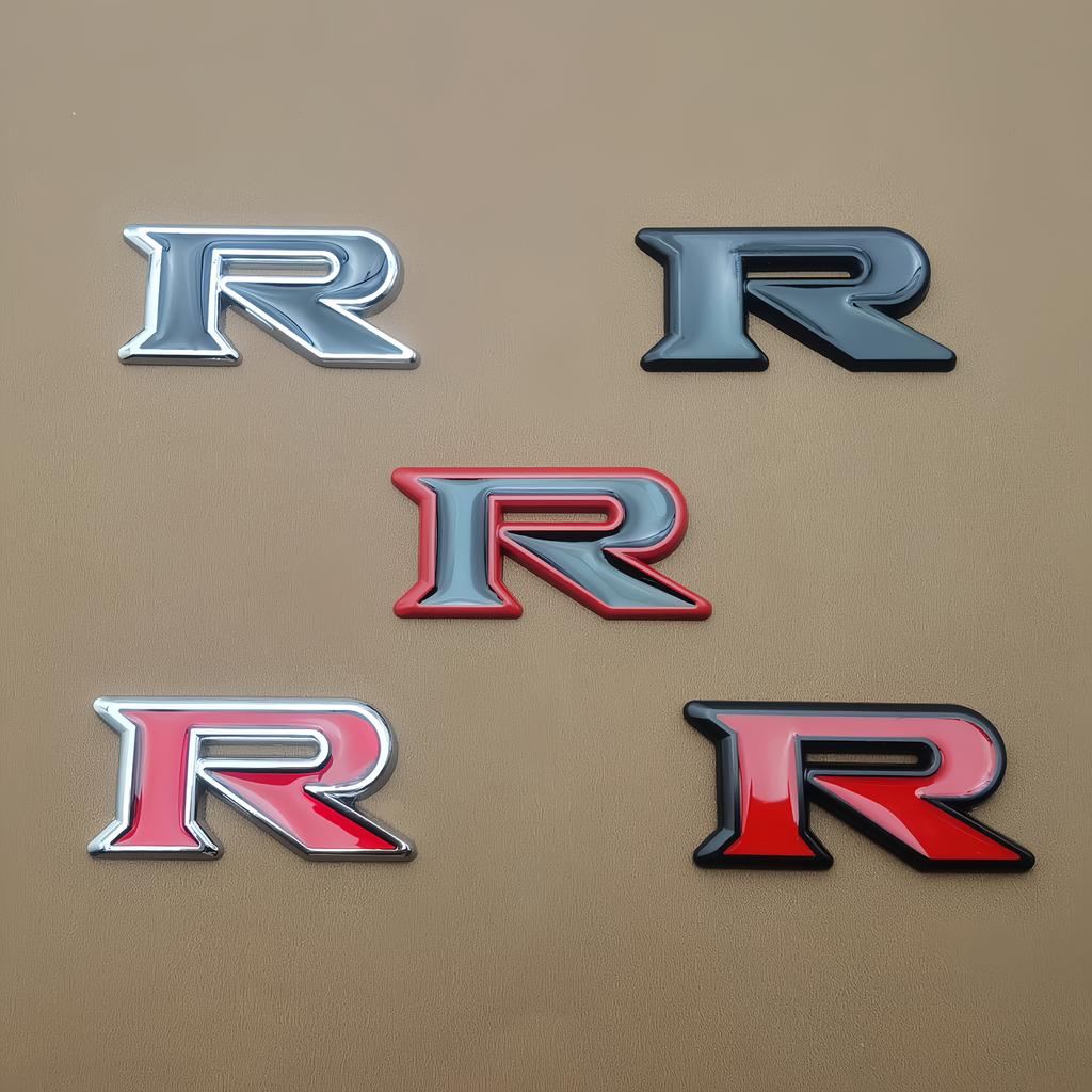 1pc 3D Zinc Alloy R Logo, Car Side Fender Rear Trunk Emblem Badge Sticker, Car Decoration Accessories