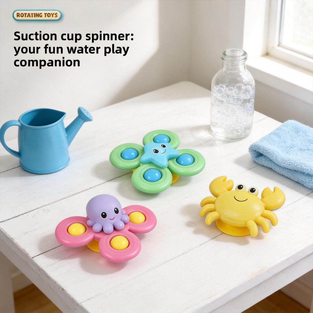 Infant Spinner Toy Pack With Plastic Material For Bath And Classroom Fun
