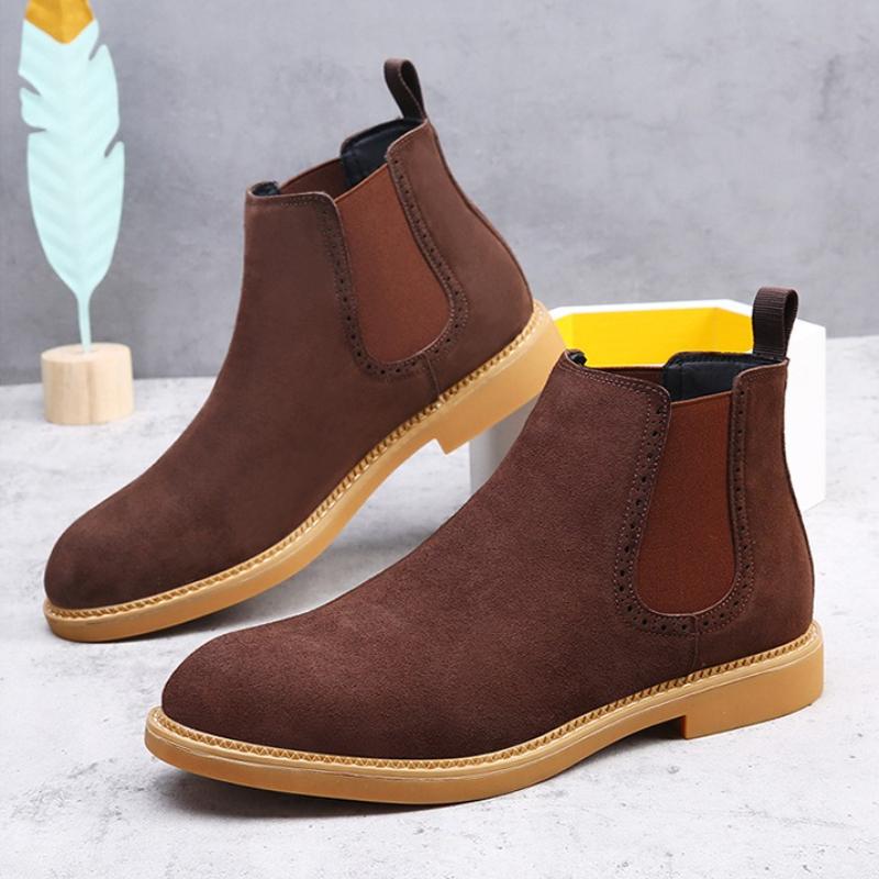 Suede Leather Chelsea Boots Men Casual Shoes Matte Finish British Style Elegant Autumn Short Boot Trendy 48 Size Adult Footwear