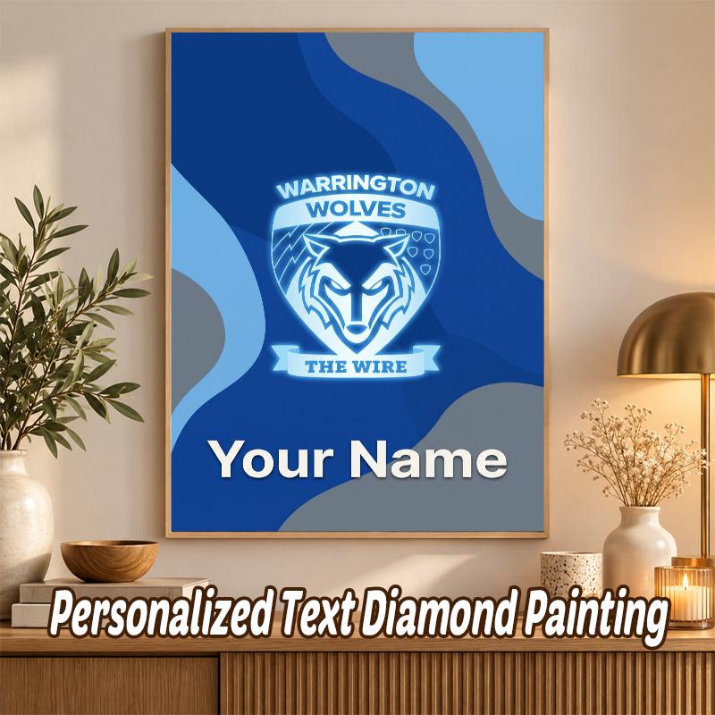 Warrington Wolves FC Custom Name Text 5D Diamond Painting Kit DIY Full Drill Diamond Art Decoration