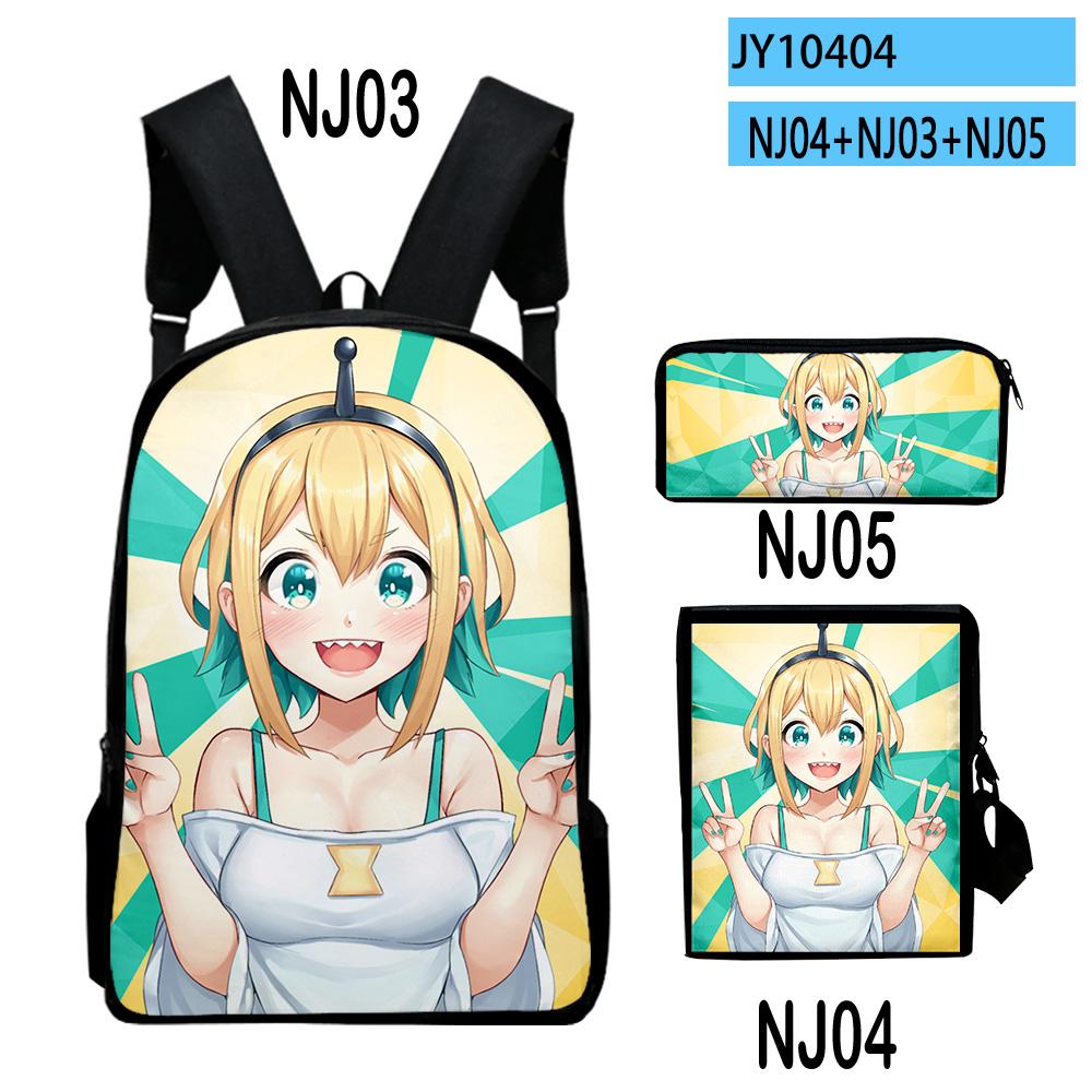 Popular Novelty Pikamee Anime 3D Print 3pcs/Set Pupil School Bags Laptop Daypack Backpack Inclined Shoulder Bag Pencil Case