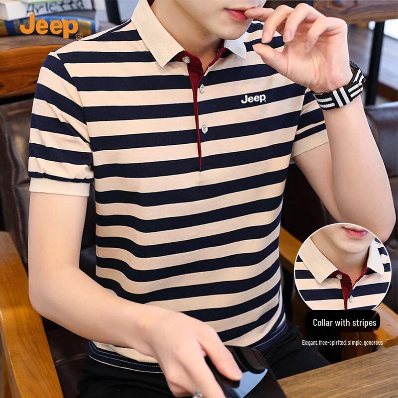 JEEP Men s Striped Polo Shirt 4XL