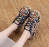 Women Shoes  Round Head Cotton Linen Canvas Single National Woven Round Toe Lace Up Cloth Shoes Woman Flats Size 35-40