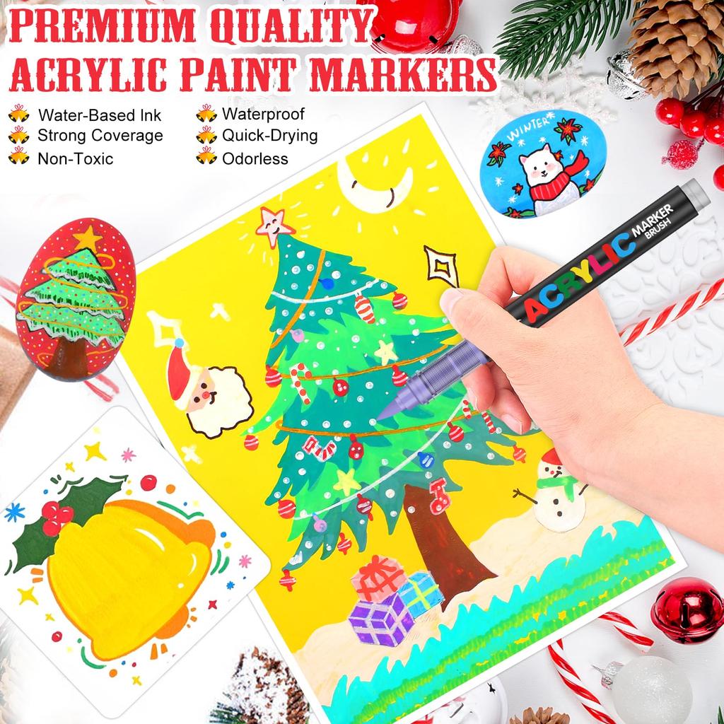 168 Colors/set Brush Tip Acrylic Paint Pens Markers for Rock Painting Ceramic Glass Wood Mugs Metal Fabric Easter Art supplies