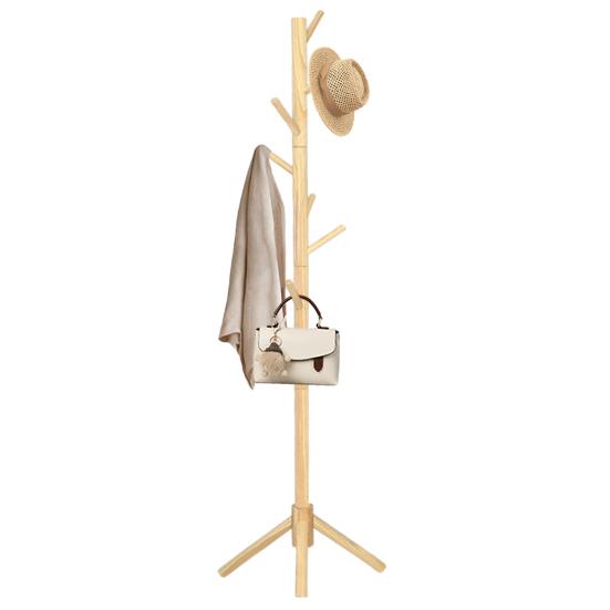 Wooden Freestanding Coat Rack Heavy Duty Adjustable Coat Tree Hallway Entrance Living Room Bedroom Hats Coats Scarves Handbags Hanger Stand