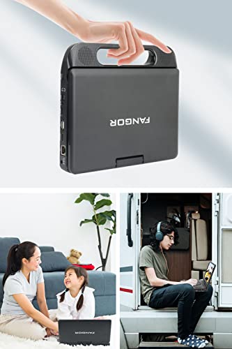 FANGOR Portable Blu-ray Player, 12.5" (10.1"), Rotating Screen, HDMI Output, CPRM, Earphone Jack Input/AV Input/Output, 3 Power Sources, Instruction M
