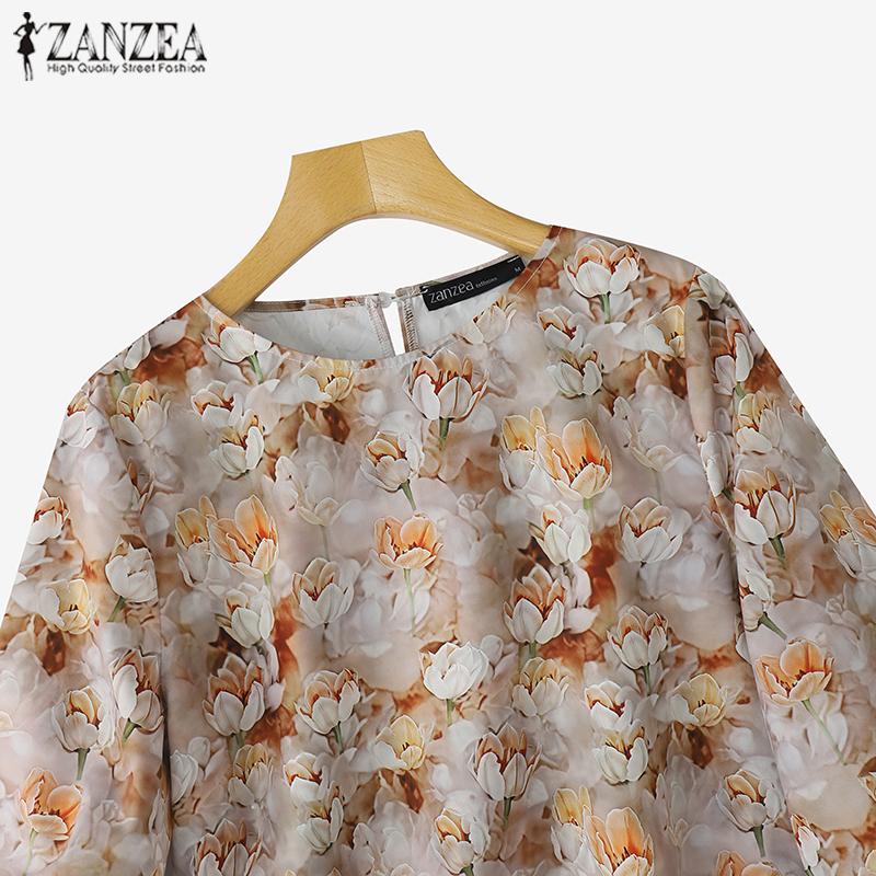 ZANZEA Lässige Bluse mit Rundhalsausschnitt und 3/4-Ärmeln für Damen