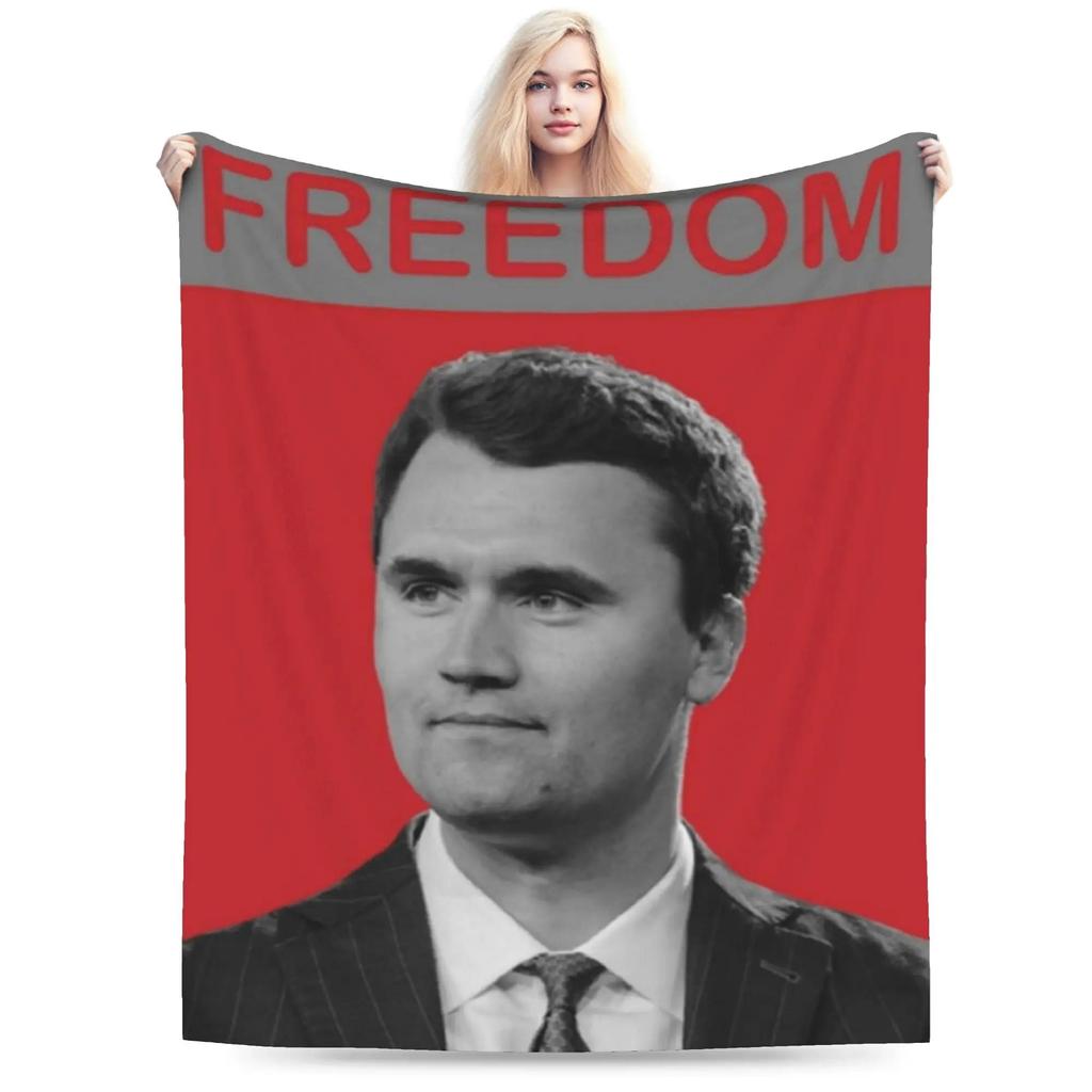 JUSTICE FOR Charlie Kirk Plush Blanket Soft Flannel Throw for Couch Chair Sofa Bed Warm Quality Bedspread