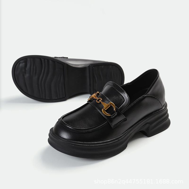 3233 small size loafers, versatile thick soles, new small leather shoes in autumn 2025, women's small inner height increase women's shoes